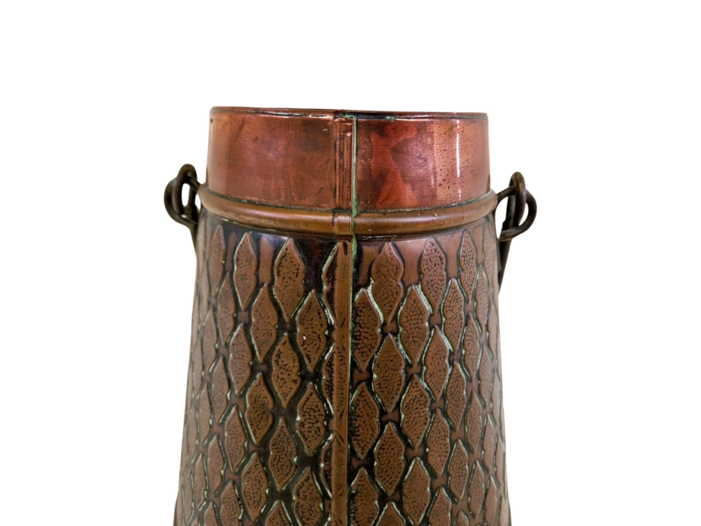 Antique Copper and Brass Fireplace Kindling Holder - Coal and Ash Bucket, Beautifully Decorated