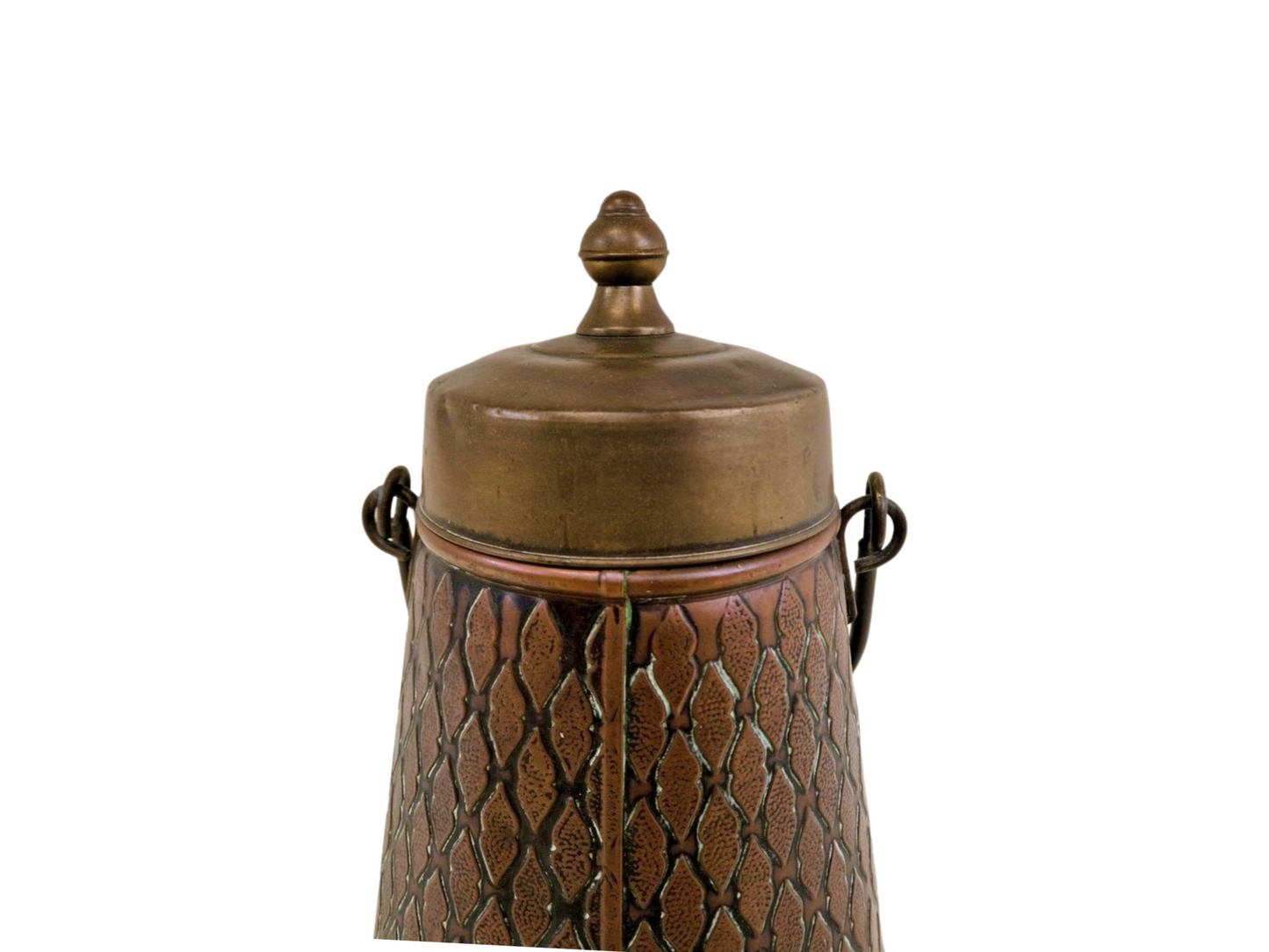 Antique Copper and Brass Fireplace Kindling Holder - Coal and Ash Bucket, Beautifully Decorated