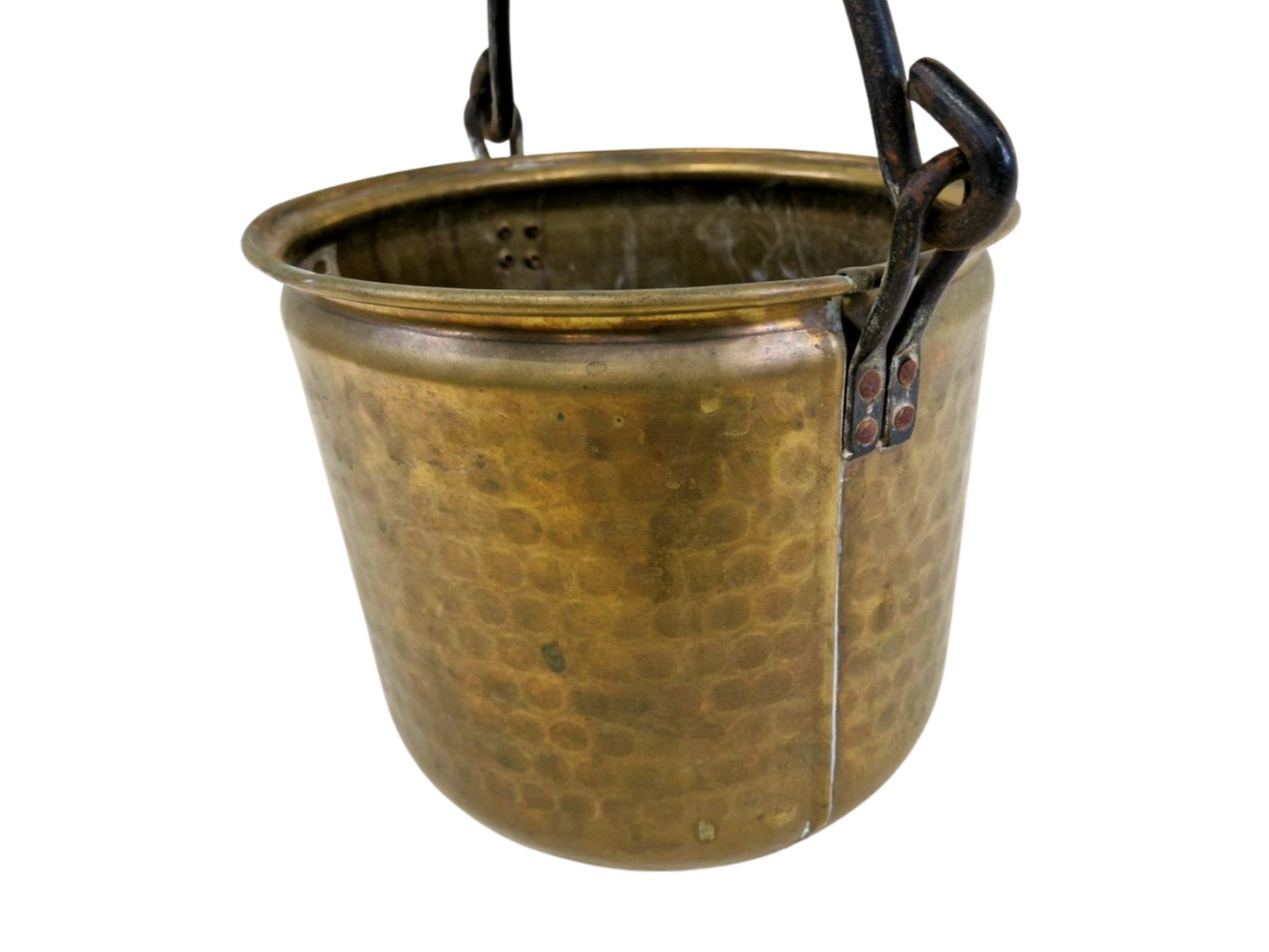 Antique 18th Century copper bucket - hammered kettle with beautiful patina