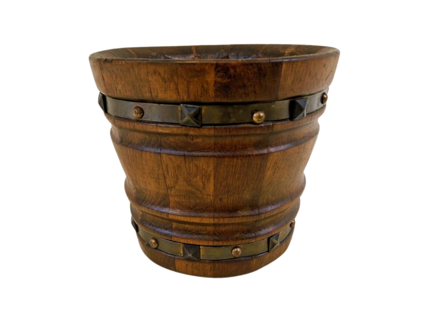 Antique 18th Century Wood Jardiniére - Flowerpot with Copper Ornaments