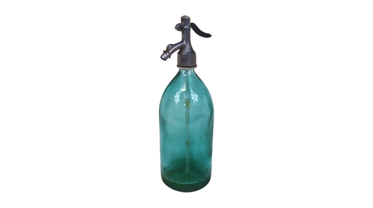 Vintage Romanian Sibiu Seltzer Soda Siphon Bottle - Emerald Green Glass