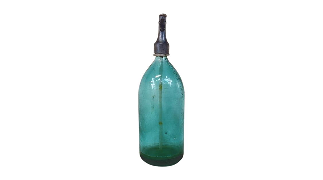 Vintage Romanian Sibiu Seltzer Soda Siphon Bottle - Emerald Green Glass