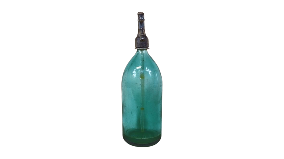 Vintage Romanian Sibiu Seltzer Soda Siphon Bottle - Emerald Green Glass