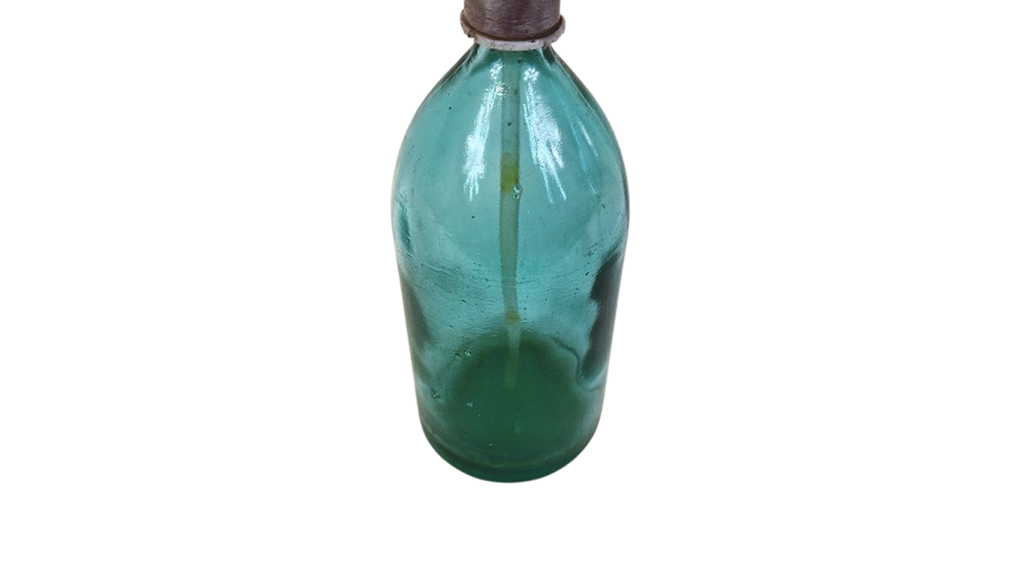 Vintage Romanian Sibiu Seltzer Soda Siphon Bottle - Emerald Green Glass