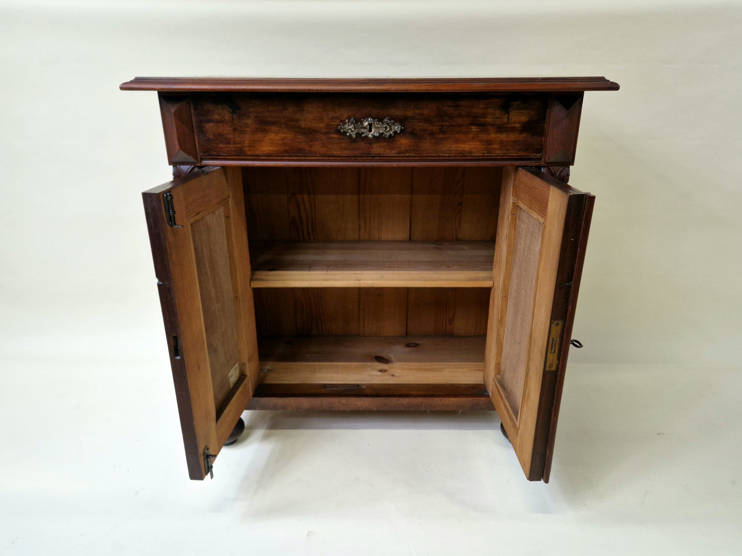 Antique Nutwood Wall Cabinet - Serving Sideboard - Late 19th Century