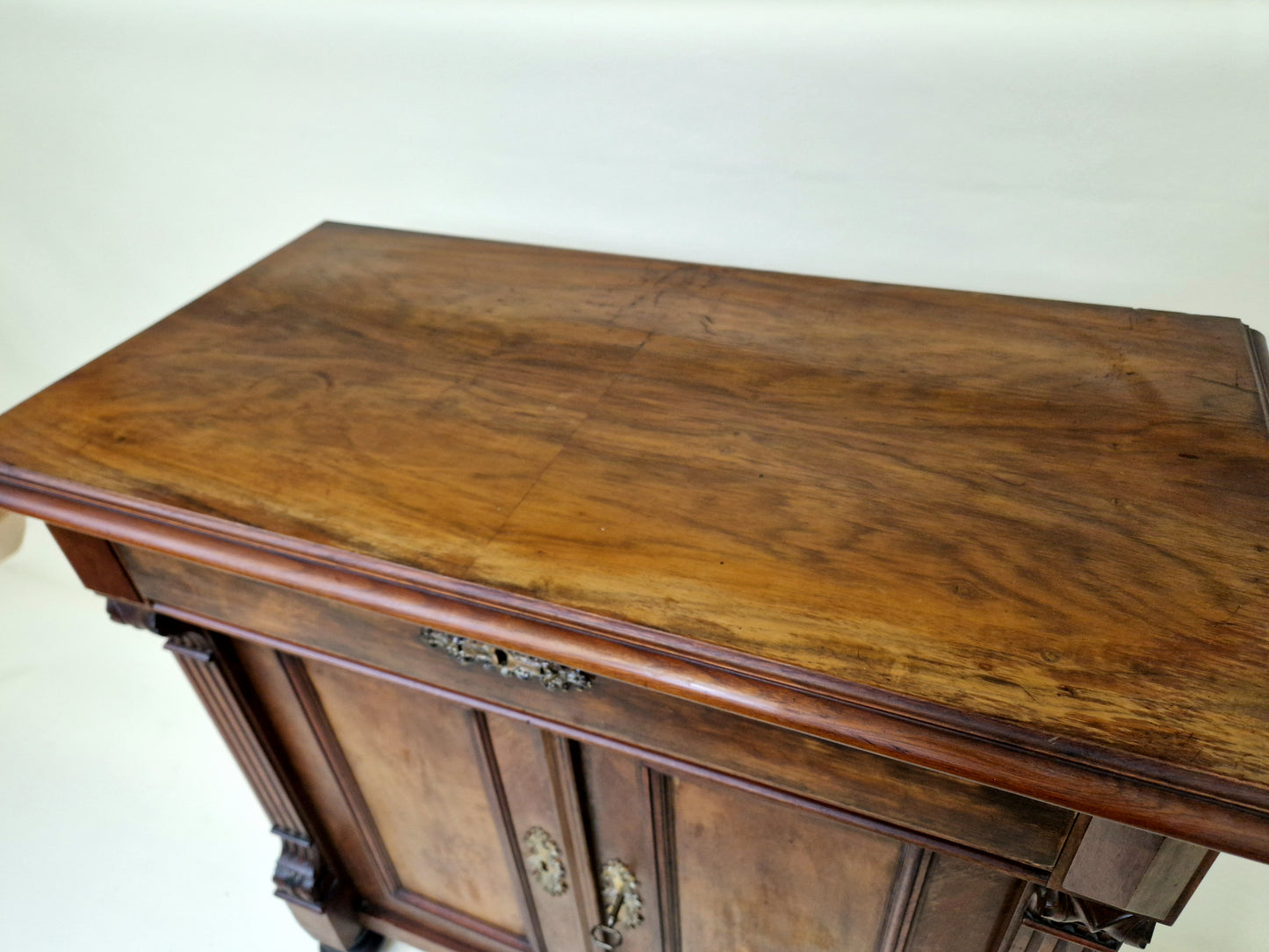 Antique Nutwood Wall Cabinet - Serving Sideboard - Late 19th Century