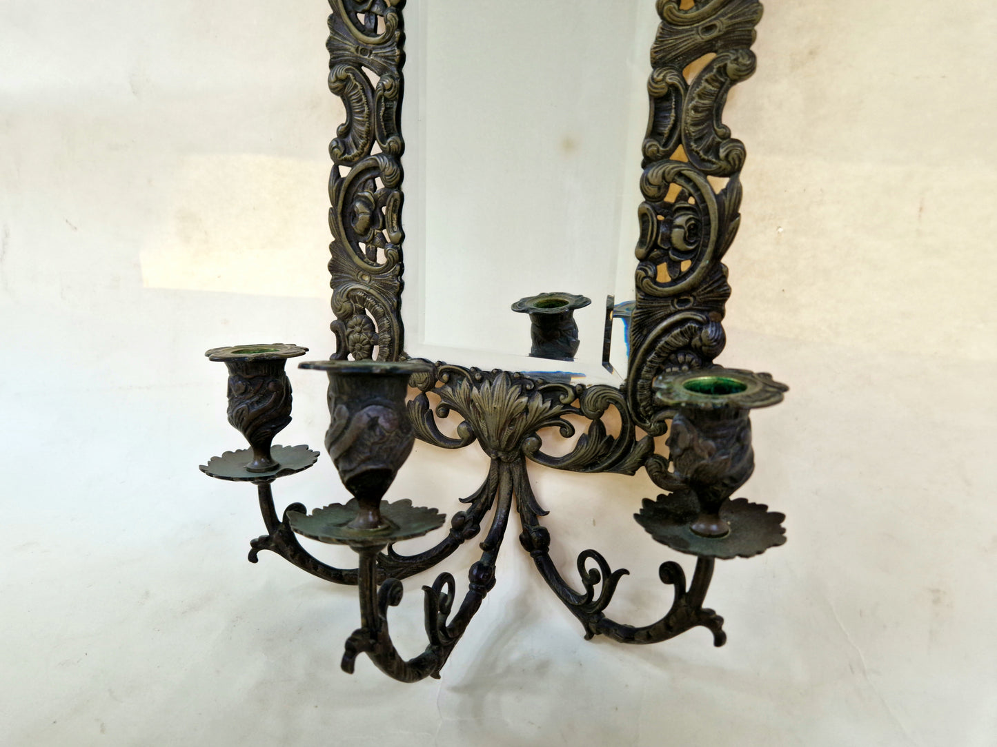 Antique french mirror with 3 candle holders