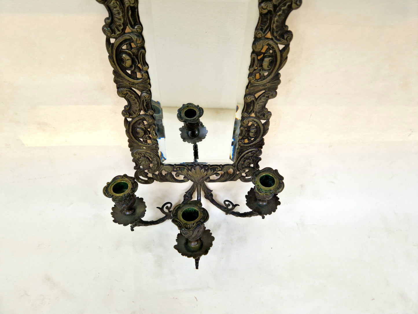 Antique french mirror with 3 candle holders