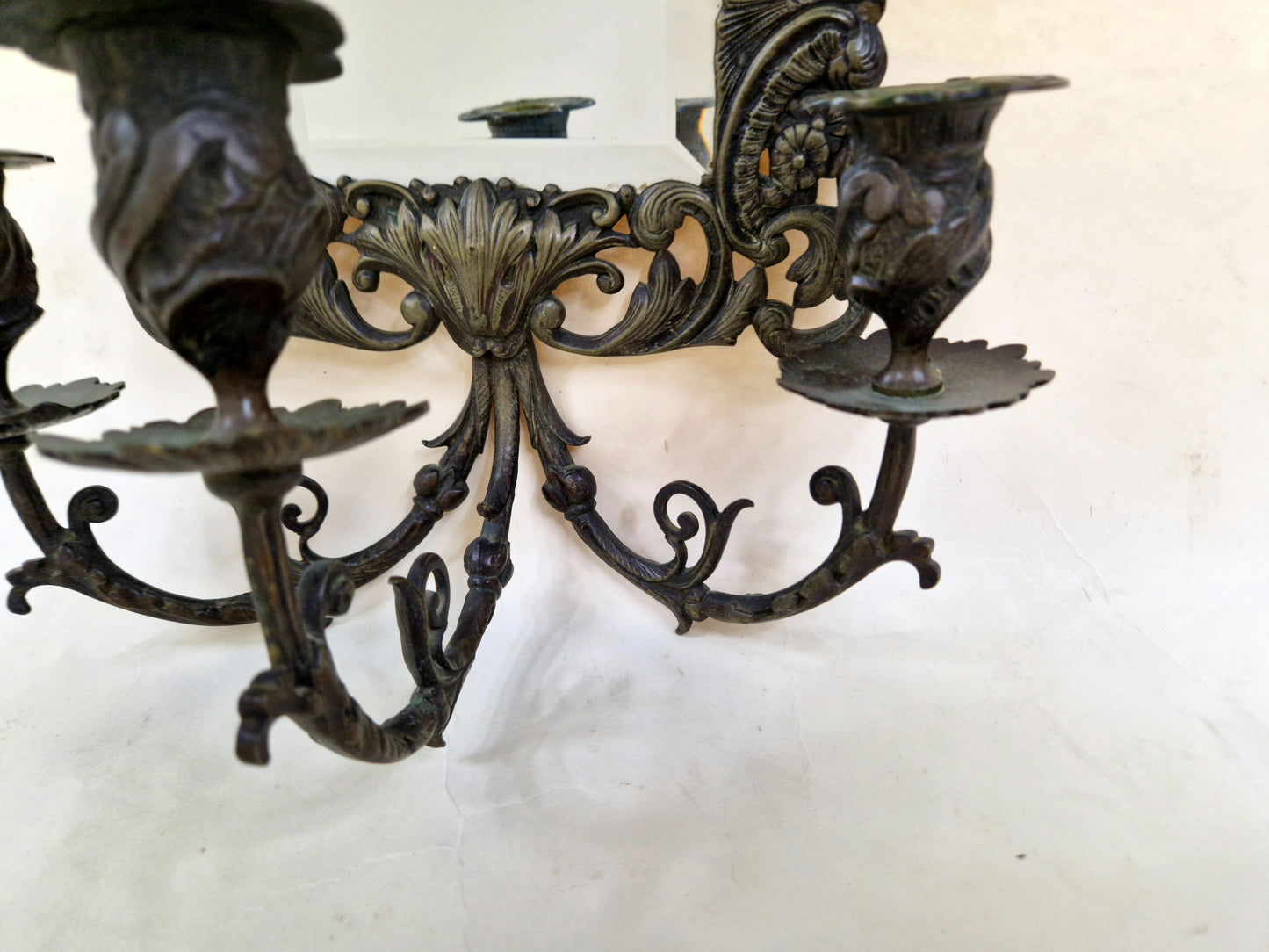 Antique french mirror with 3 candle holders