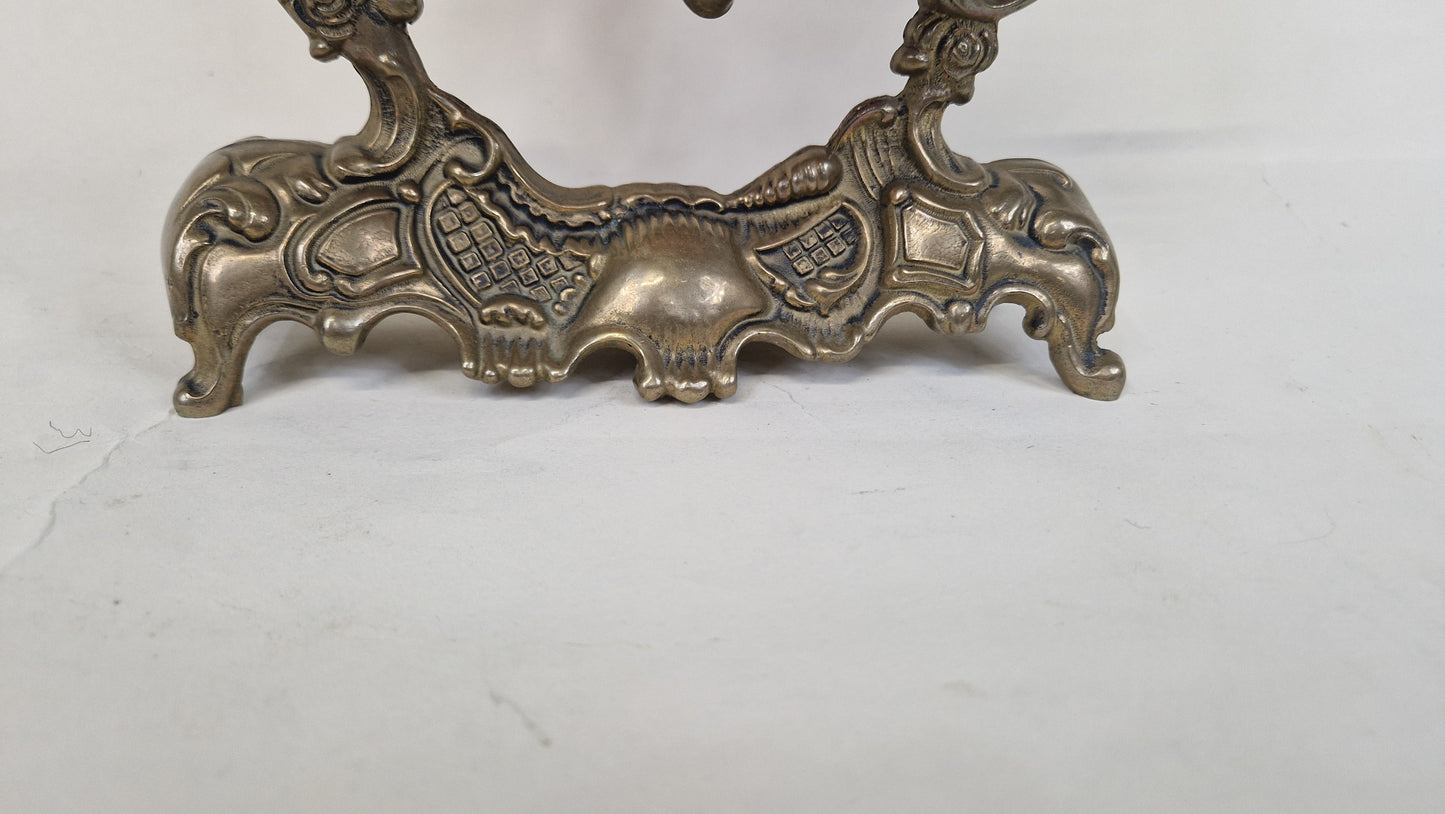 Antique Solid Brass French Mirror with Cherubs - Ornate Vintage Decor