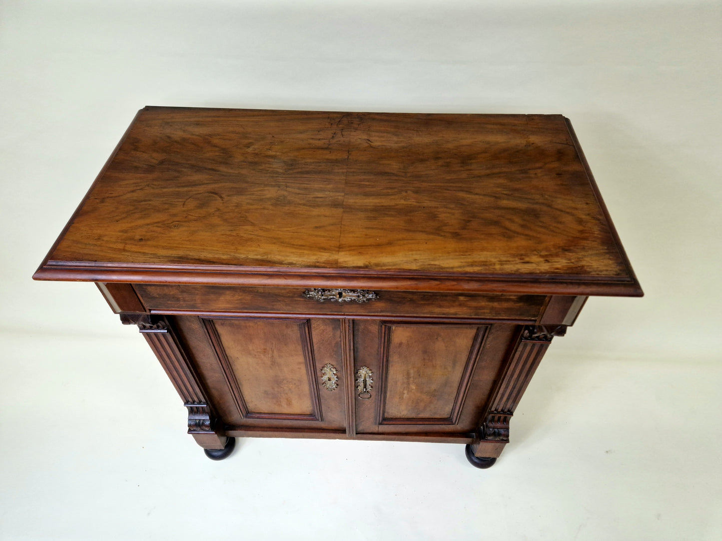 Antique Nutwood Wall Cabinet - Serving Sideboard - Late 19th Century