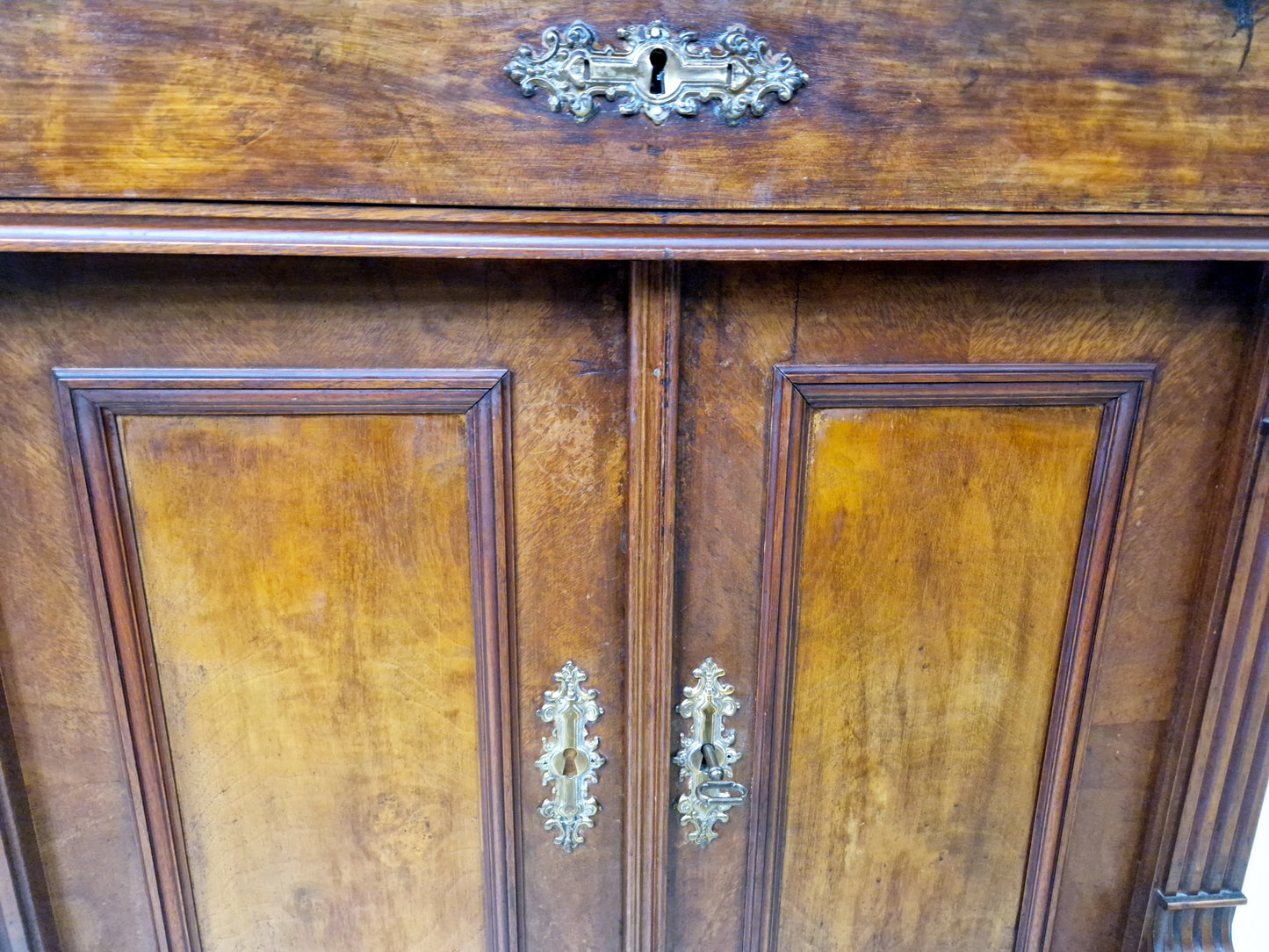 Antique Nutwood Wall Cabinet - Serving Sideboard - Late 19th Century