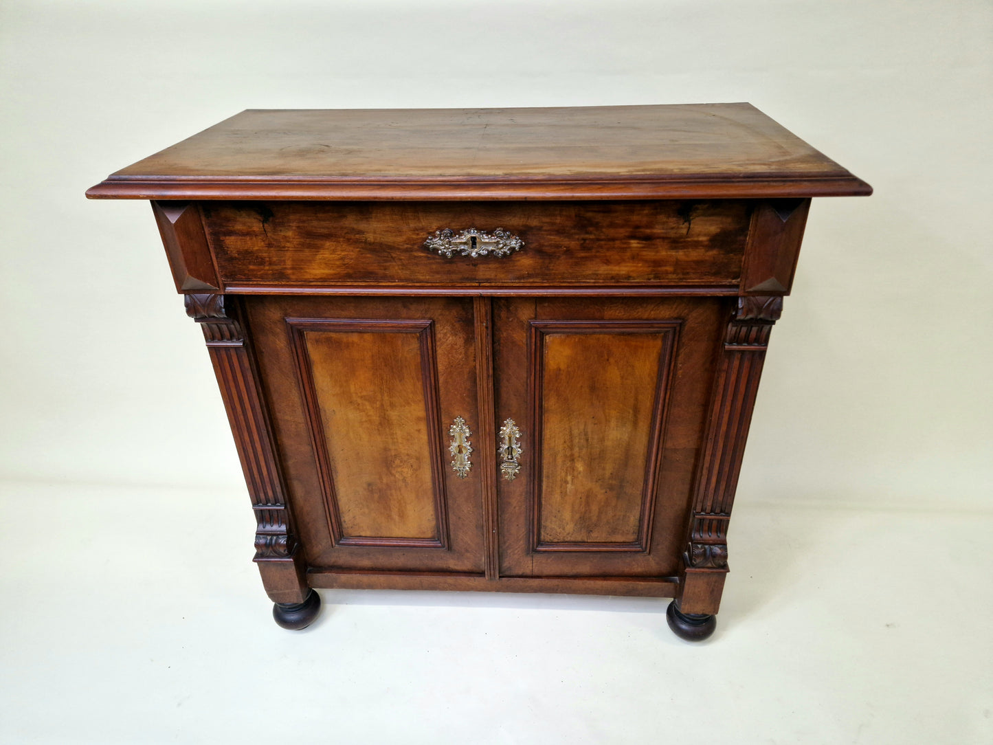 Antique Nutwood Wall Cabinet - Serving Sideboard - Late 19th Century