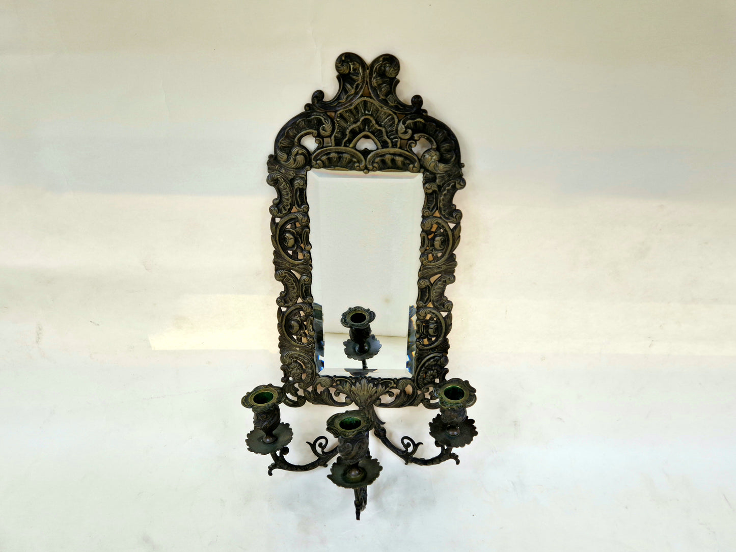 Antique french mirror with 3 candle holders