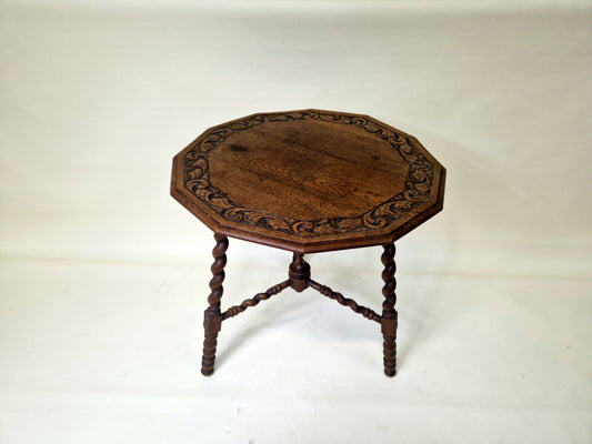 Hand Carved Renaissance barley twist - side table - 1890's