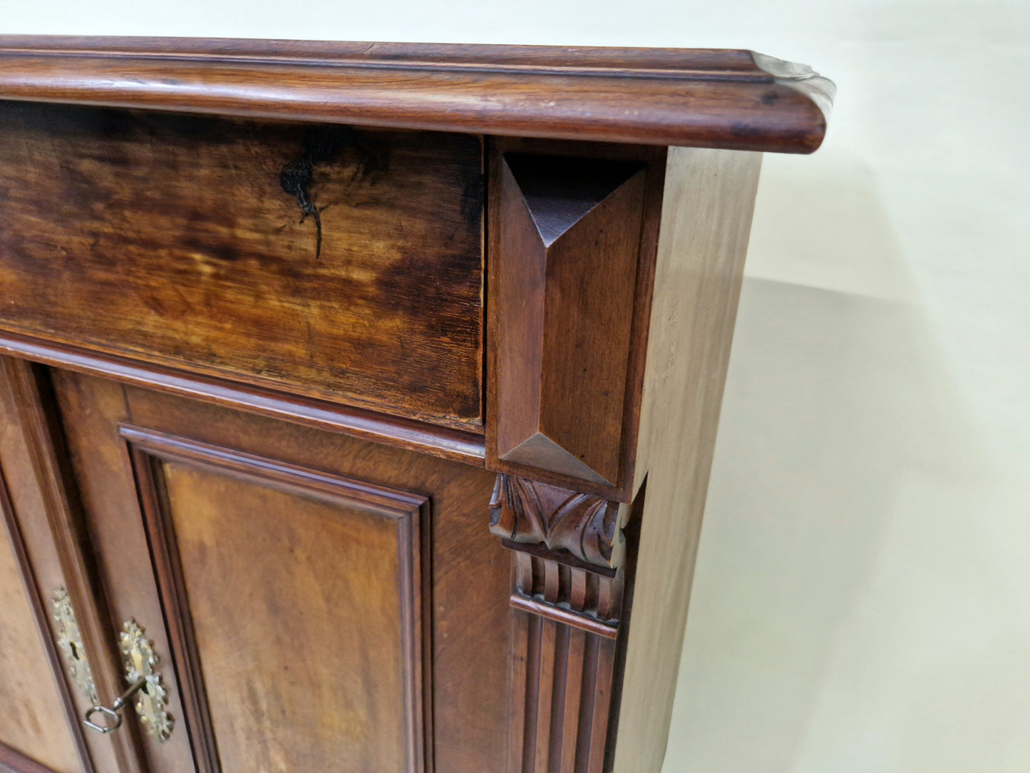 Antique Nutwood Wall Cabinet - Serving Sideboard - Late 19th Century