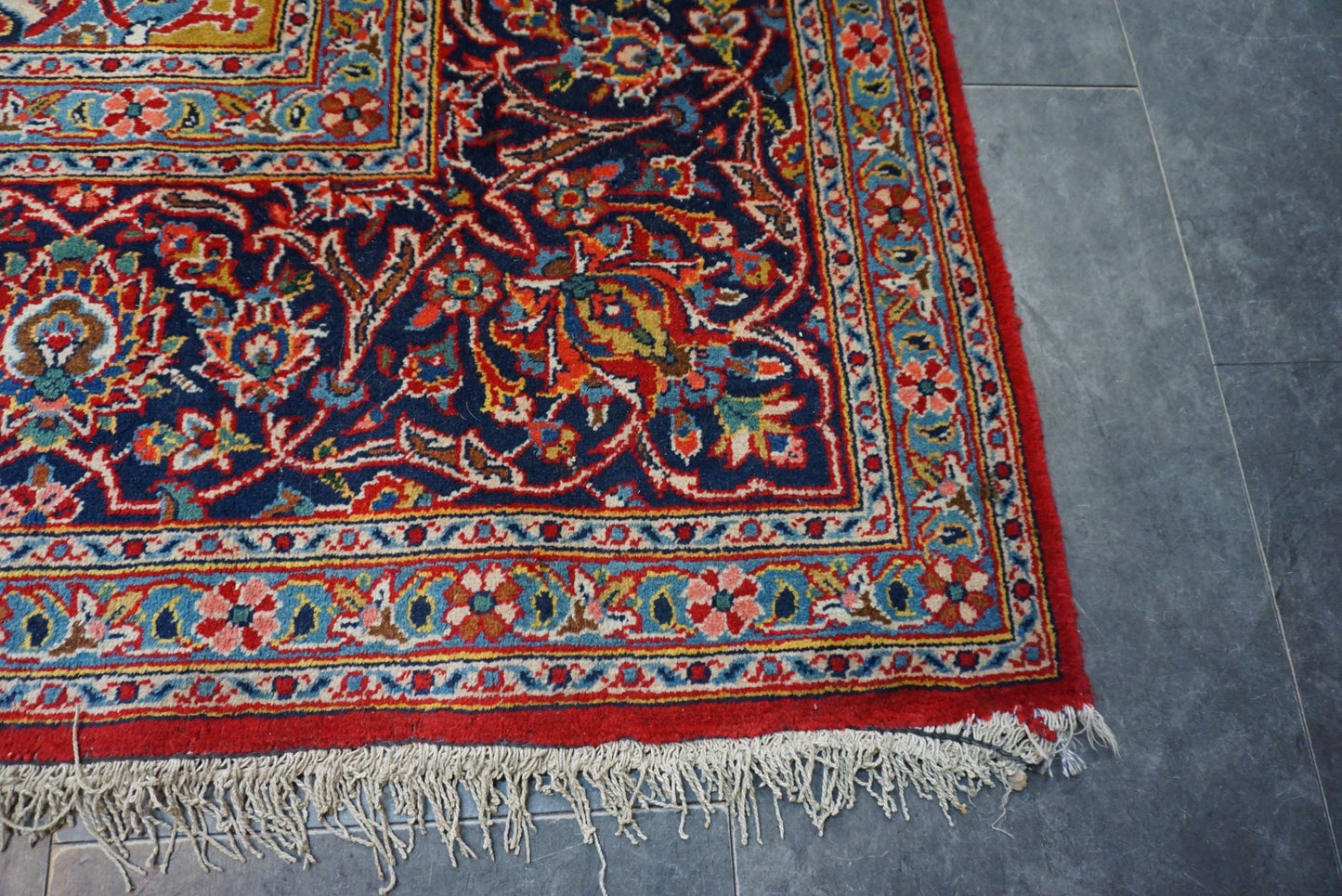 Rare Vintage Persian Kashan Carpet - handknotted - 11x8