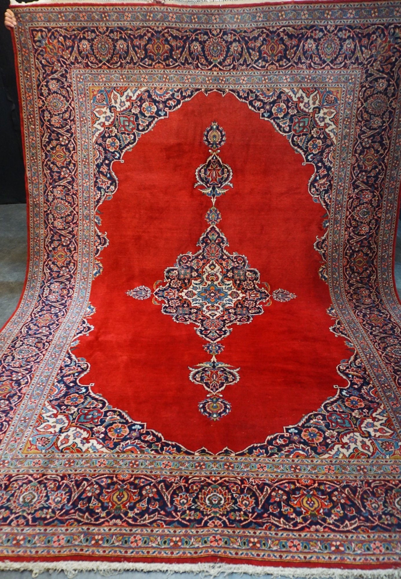 Rare Vintage Persian Kashan Carpet - handknotted - 11x8