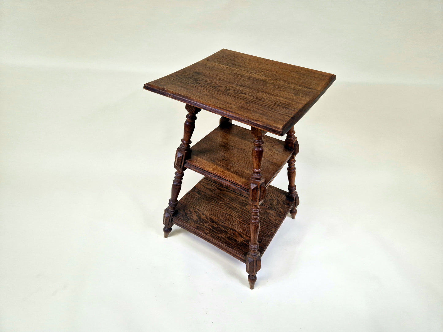 Antique English Wooden Plant Stand with Twisted Legs