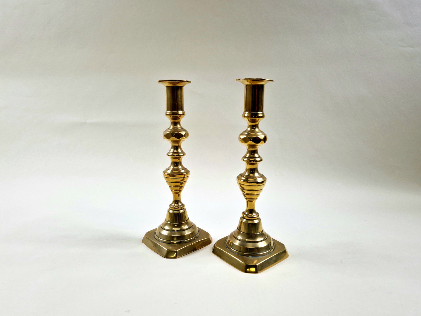 Antique Brass candle holders - 19th Century Victorian Beehive Design