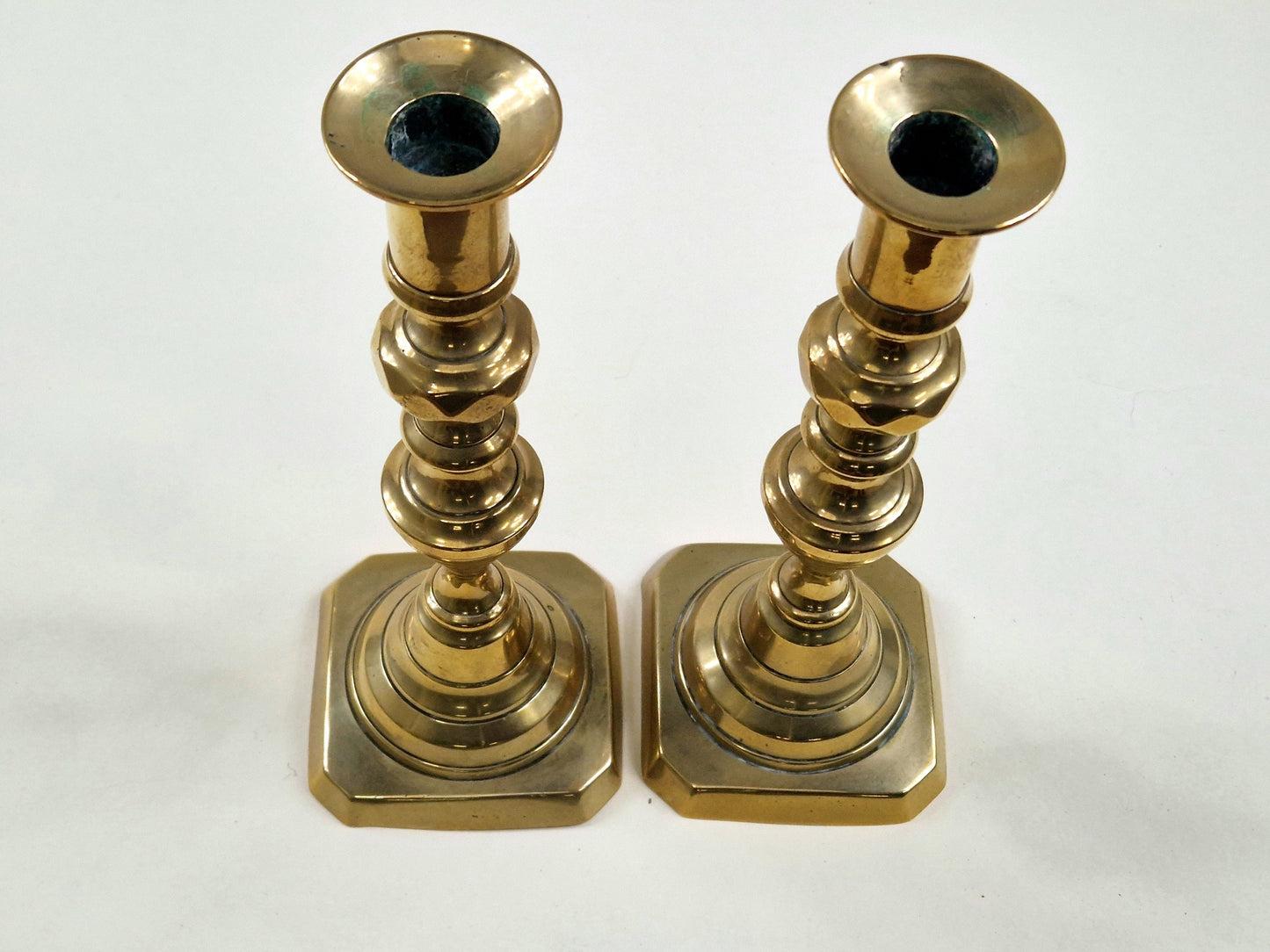 Antique Brass candle holders - 19th Century Victorian Beehive Design