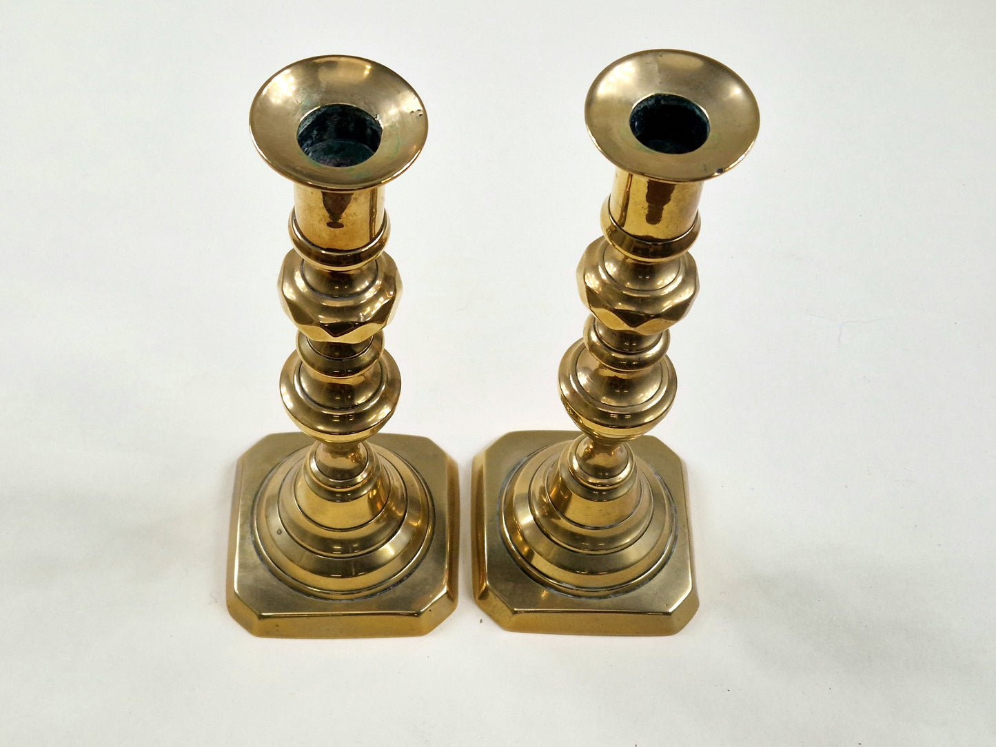 Antique Brass candle holders - 19th Century Victorian Beehive Design