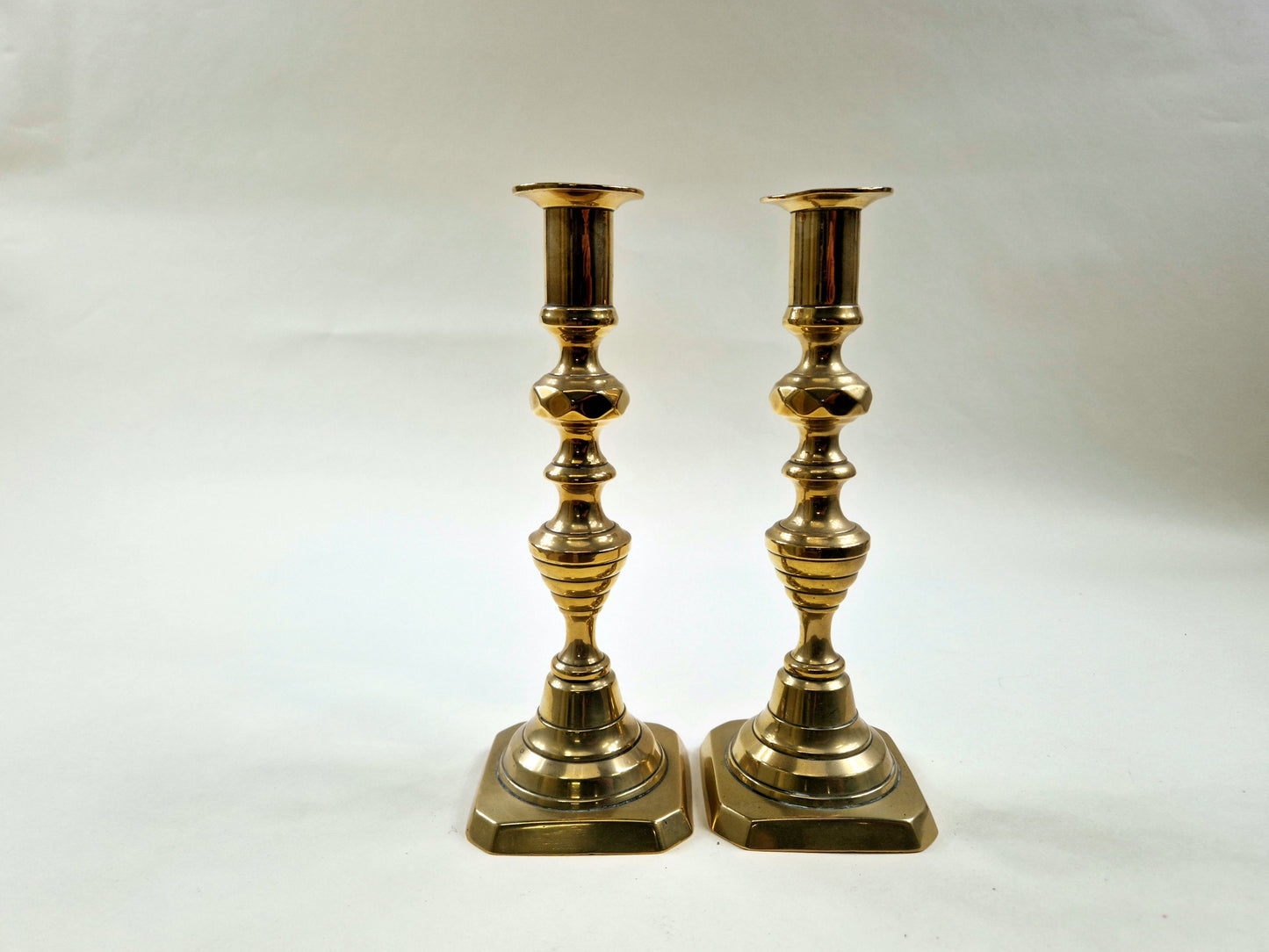 Antique Brass candle holders - 19th Century Victorian Beehive Design