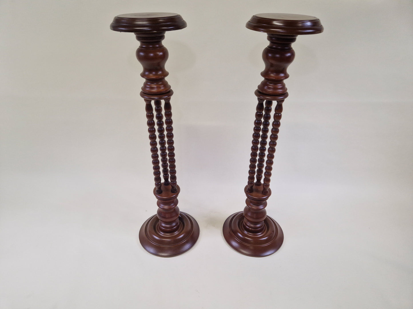 Pair of Vintage French Bobbin Plant Stands