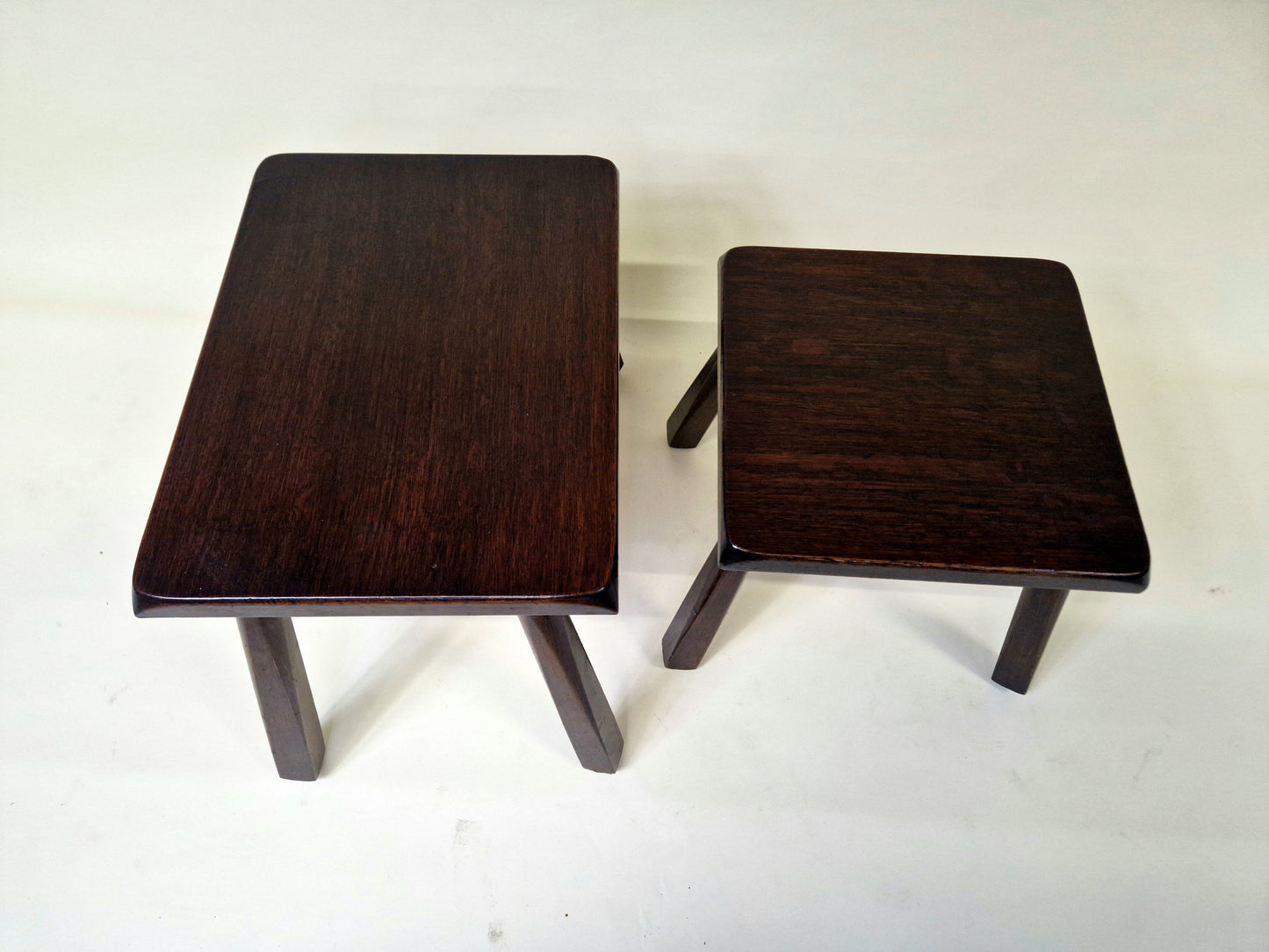 Dark Oak Brutalist Dutch Side Table - Nesting Table - Set of 2