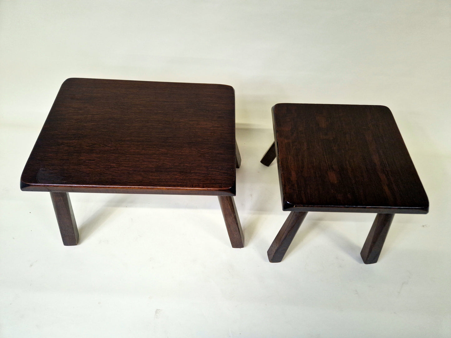 Dark Oak Brutalist Dutch Side Table - Nesting Table - Set of 2